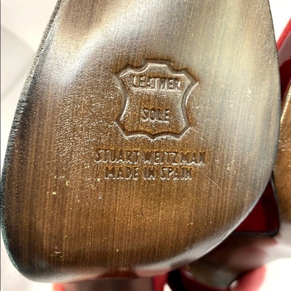 Womens Stuart Weitzman Sz 8.5 Pumps Ankle Strap Mary Janes Dark Red Suede Italy - Picture 6 of 8